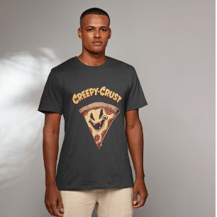 Creepy-Crust Halloween Spooky Pizza Slice Pun Tri-Blend Shirt