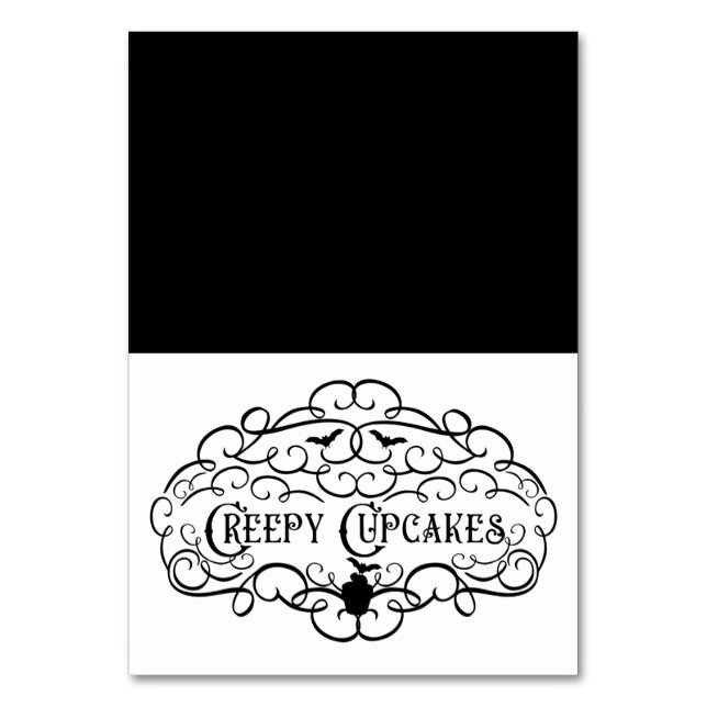 Creepy Cupcakes Vintage Halloween Food Tent Table Number (Front)