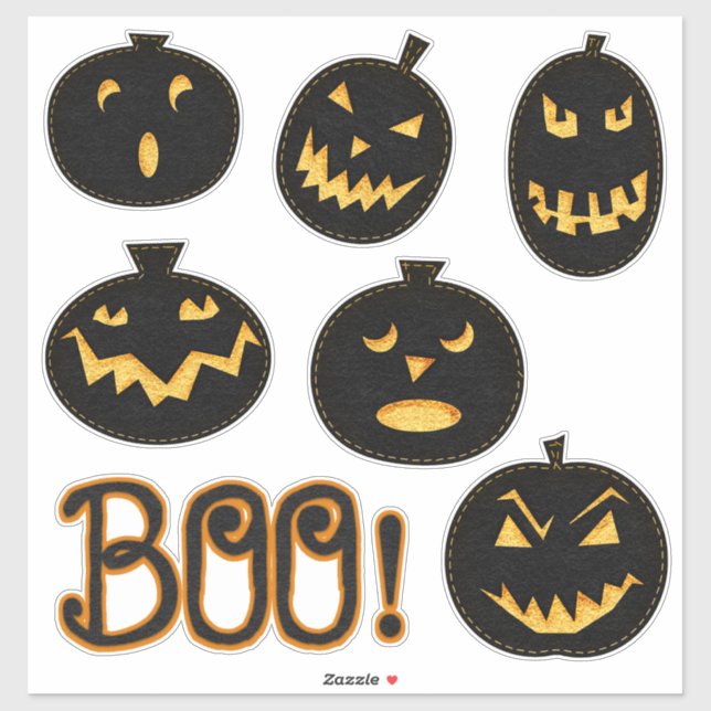 Creepy Cute Black Felt Look Spooky Pumpkins (Sheet)