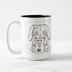 Creepy Cute Bunny – All I Need is Hug Two-Tone Coffee Mug