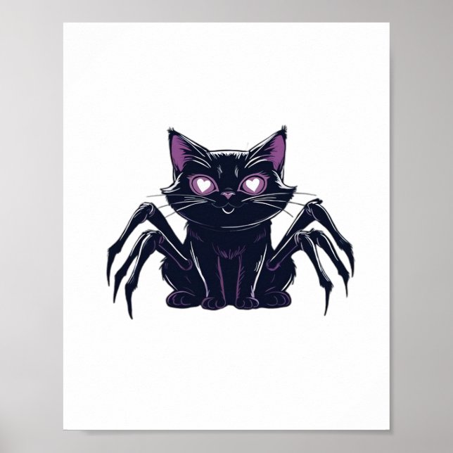Creepy Cute Cat – Spider Legs & Heart Eyes Classic Poster (Front)