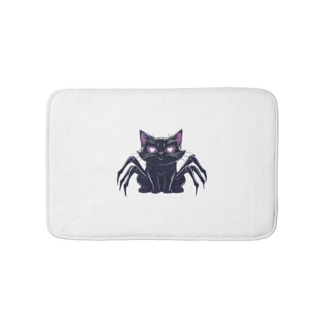 Creepy Cute Cat – Spider Legs & Heart Eyes Oversiz Bath Mat (Front)