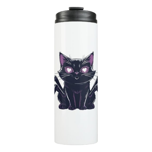 Creepy Cute Cat – Spider Legs & Heart Eyes Oversiz Thermal Tumbler (Front)