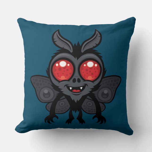 Creepy Cute Cryptid Mothman Monster Cushion (Front)