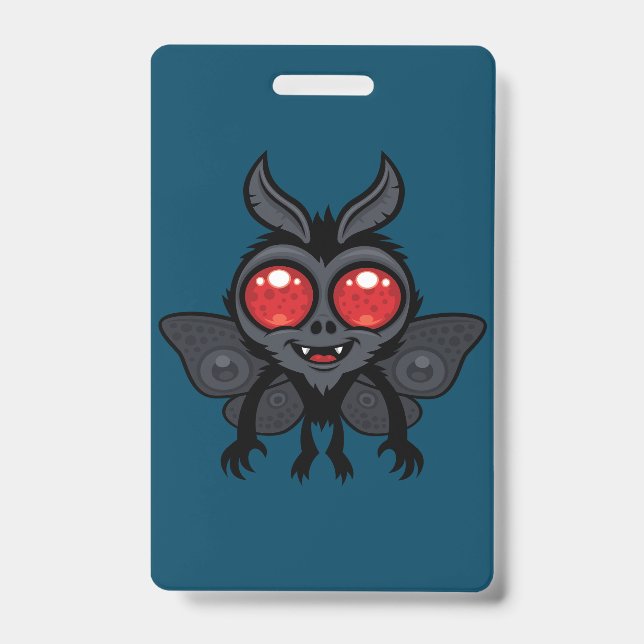 Creepy Cute Cryptid Mothman Monster ID Badge (Front)