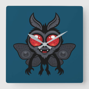 Creepy Cute Cryptid Mothman Monster Square Wall Clock