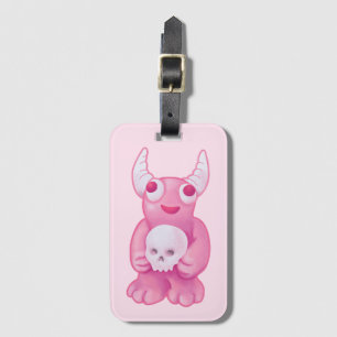 Creepy Cute Demon Pink Skull Pastel Goth Girl Luggage Tag