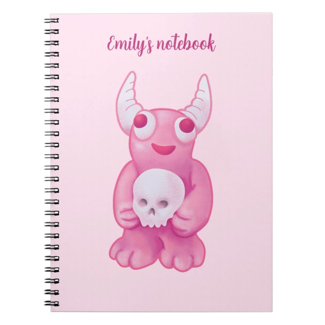 Creepy Cute Demon Pink Skull Pastel Goth Girl Notebook (Front)