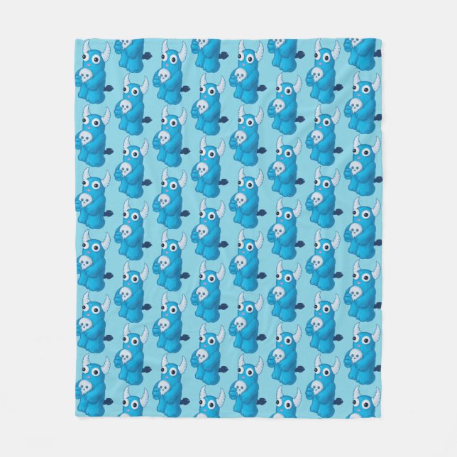 Creepy Cute Demon With Skull Fleece Blanket (Front)