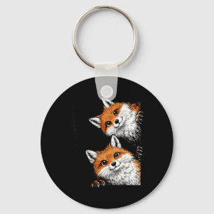 Creepy Cute Fox Watching Japanese for Men Women Key Ring