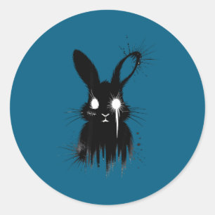 Creepy Cute Goth Bunny Horror Rabbit Sketch Alt Ng Classic Round Sticker