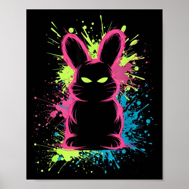 Creepy Cute Goth Bunny Horror Rabbit Sketch Alt Ng Poster (Front)