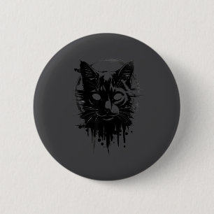 Creepy Cute Goth Cat Horror Kitty Sketch Alt Nge E 6 Cm Round Badge