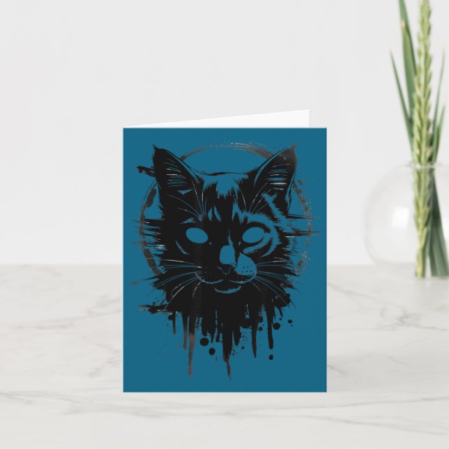 Creepy Cute Goth Cat Horror Kitty Sketch Alt Nge E Card (Front)