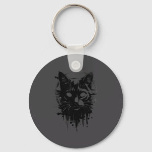 Creepy Cute Goth Cat Horror Kitty Sketch Alt Nge E Key Ring