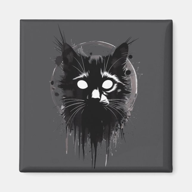 Creepy Cute Goth Cat Horror Kitty Sketch Alt Nge E Magnet (Front)