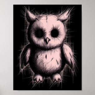 Creepy Cute Goth Owl Horror Sketch Alt Nge Evil  Poster