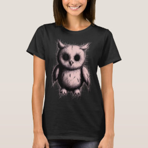 Creepy Cute Goth Owl Horror Sketch Alt Nge Evil  T-Shirt