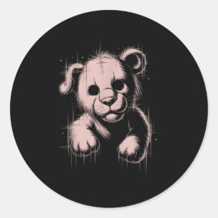 Creepy Cute Goth Teddy Lion Horror Sketch Nge Bear Classic Round Sticker