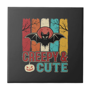 Creepy Cute Halloween Bat Retro Graphic Ceramic Tile