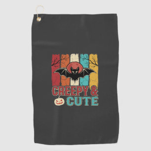 Creepy Cute Halloween Bat Retro Graphic Golf Towel