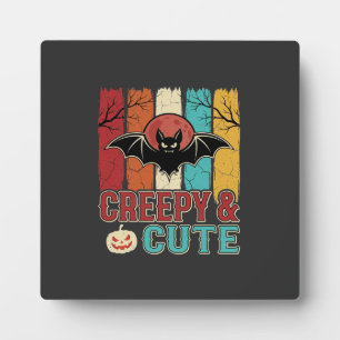 Creepy Cute Halloween Bat Retro Graphic Plaque