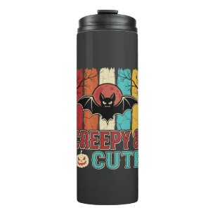 Creepy Cute Halloween Bat Retro Graphic Thermal Tumbler
