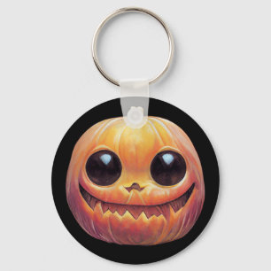 Creepy Cute Halloween Pumpkin Face Key Ring