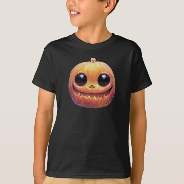 Creepy Cute Halloween Pumpkin Face T-Shirt (Front)