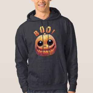 Creepy Cute Halloween Pumpkin Head Saying Boo Hoodie