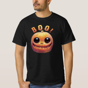 Creepy Cute Halloween Pumpkin Head Saying Boo T-Shirt
