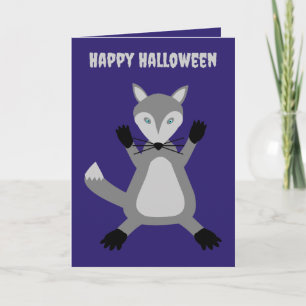 Creepy Cute Halloween Wolf Custom Card