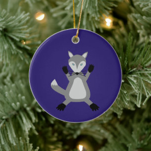 Creepy Cute Halloween Wolf Custom Christmas Ceramic Ornament