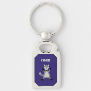 Creepy Cute Halloween Wolf Custom Name Key Ring