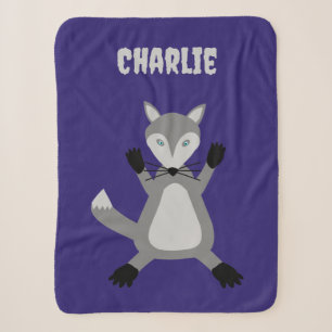Creepy Cute Halloween Wolf Custom Name Sherpa Blanket