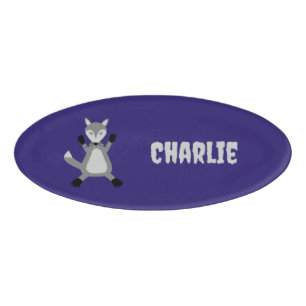Creepy Cute Halloween Wolf Custom Name Tag