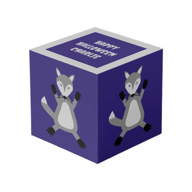 Creepy Cute Halloween Wolf Custom Photo Upload Cube (Front Angled)