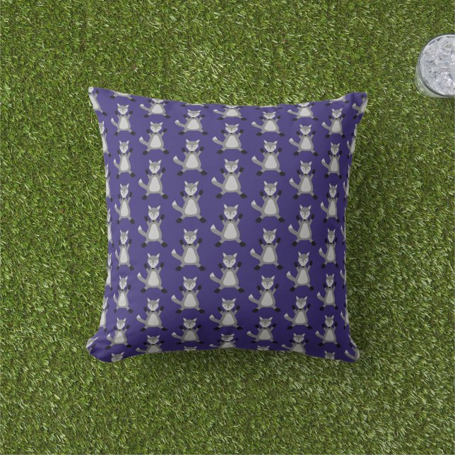 Creepy Cute Halloween Wolf Patterned Cushion (Grass)