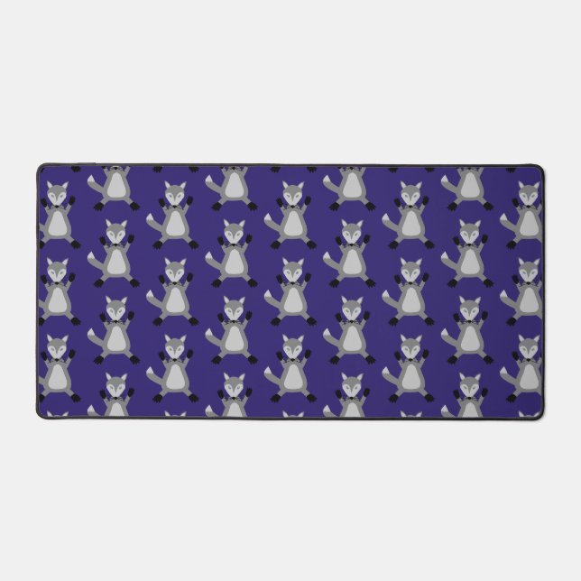Creepy Cute Halloween Wolf Patterned Desk Mat (Front)