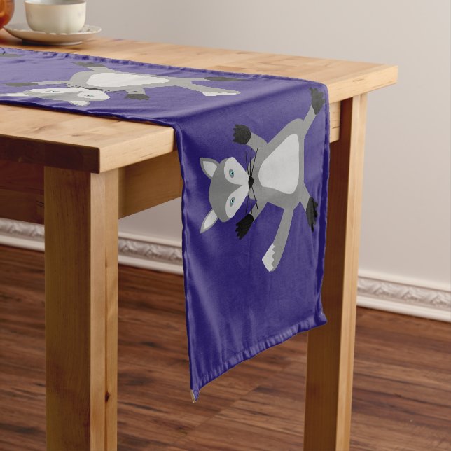 Creepy Cute Halloween Wolf Patterned Short Table Runner (In Situ)