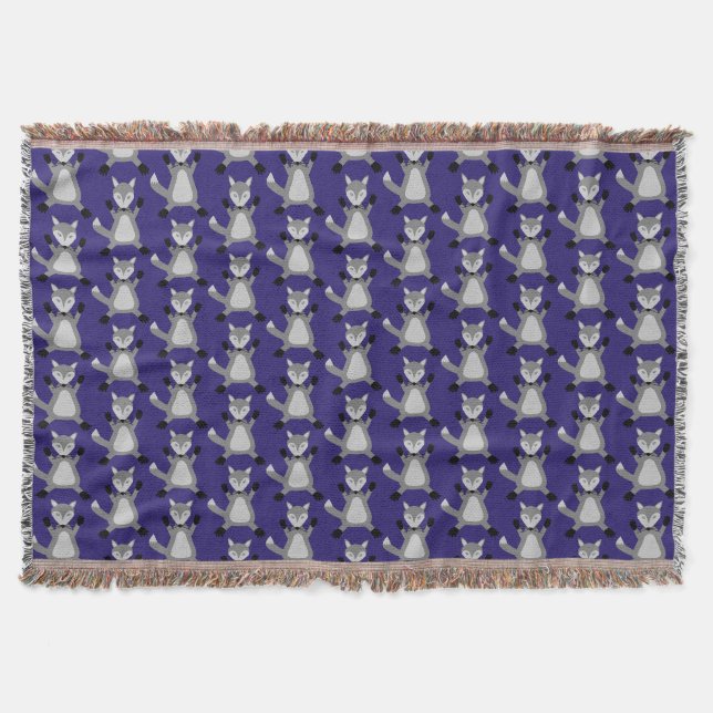 Creepy Cute Halloween Wolf Patterned Throw Blanket (Front)