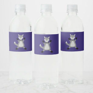 Creepy Cute Halloween Wolf Patterned Water Bottle Label