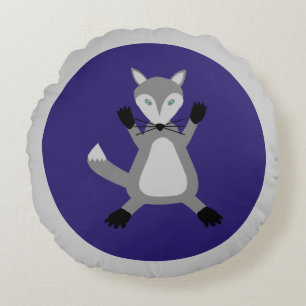 Creepy Cute Halloween Wolf Round Cushion