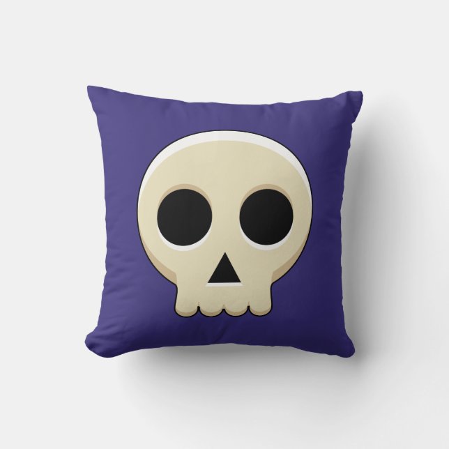 Creepy Cute Kawaii Goth Skull Cushion (Front)