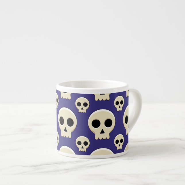 Creepy Cute Kawaii Goth Skull Espresso Cup (Front Right)
