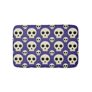 Creepy Cute Kawaii Goth Skull Pattern Bath Mat