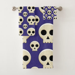 Creepy Cute Kawaii Goth Skull Pattern Bath Towel Set