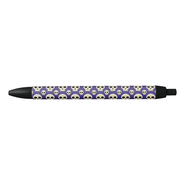 Creepy Cute Kawaii Goth Skull Pattern Black Ink Pen (Front)