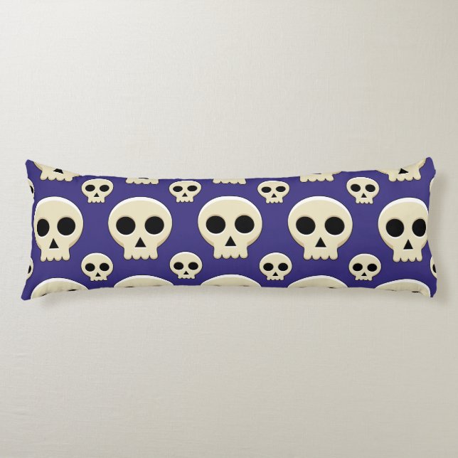 Creepy Cute Kawaii Goth Skull Pattern Body Cushion (Front)