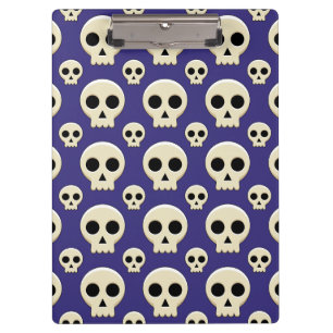 Creepy Cute Kawaii Goth Skull Pattern Clipboard
